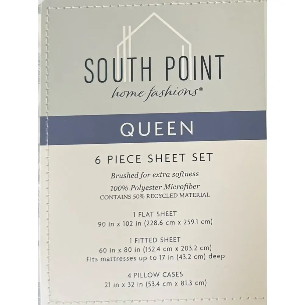 South Point Leafy Queen Sheet NWT Set of 6 Pieces Microfiber